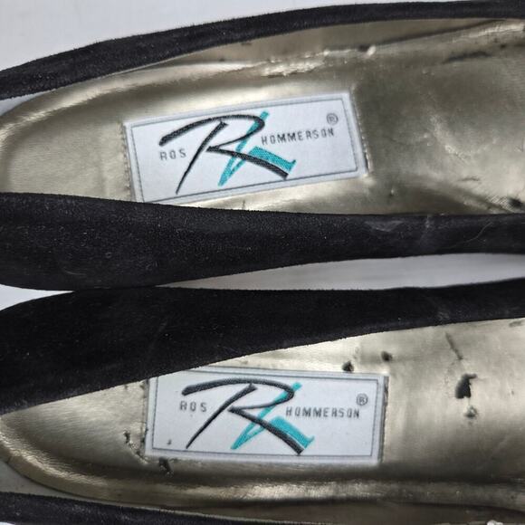 Ros Hommerson Women's Black Suede Square-Toe Heels - Size 9.5N - Picture 12 of 12